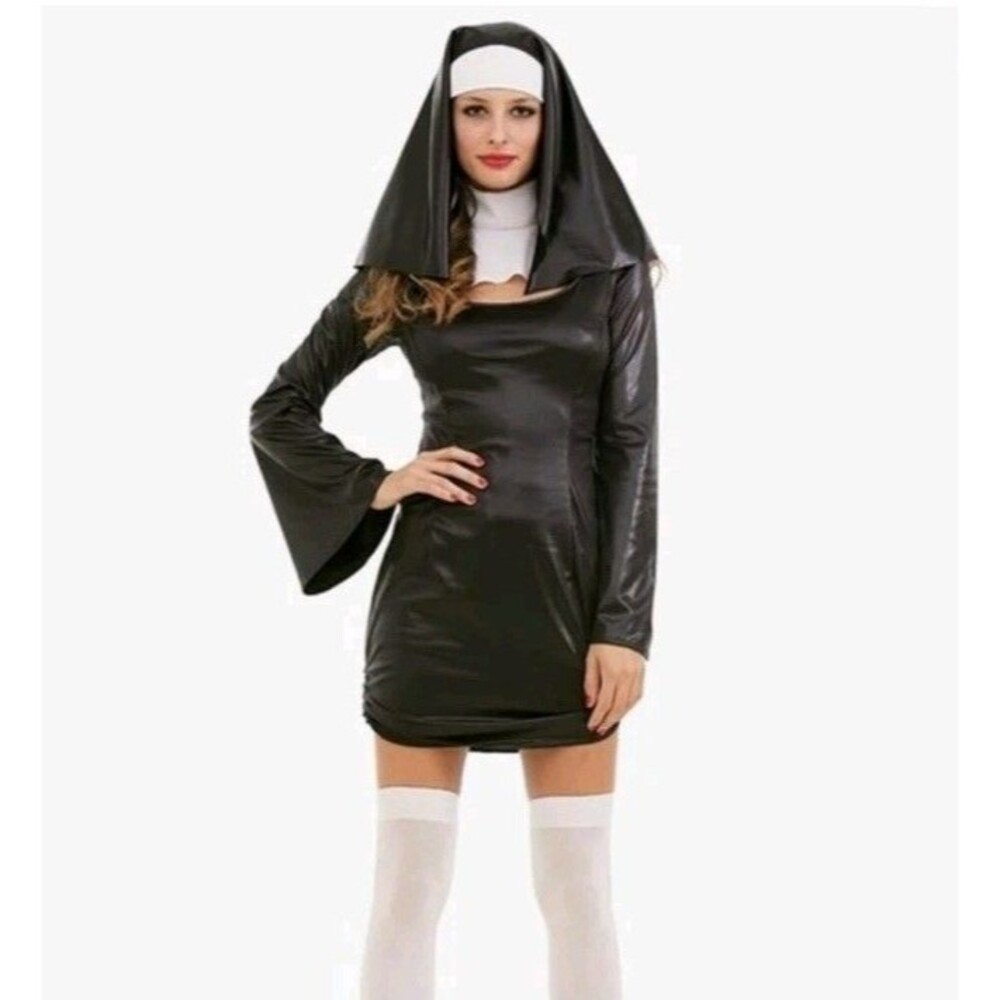 NEW Hauntlook Sinful Sister Nun Size S Halloween Costume Dress Headpiece Collar
